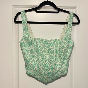 Turquoise Floral Corset Top